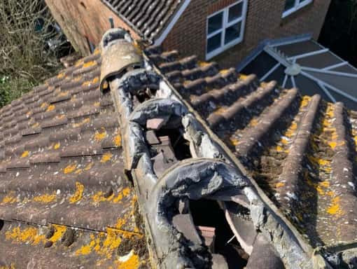 This is a photo of a roof that needs repairs in Hawkhurst Kent